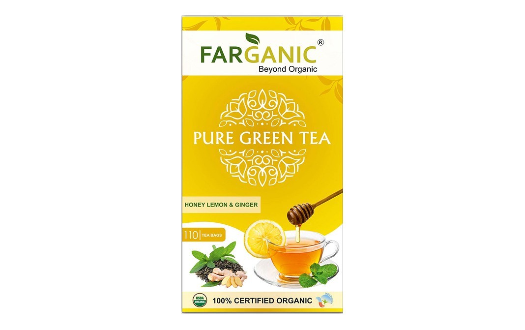 Farganic Pure Green Tea Hone Lemon & Ginger   Pack  110 pcs